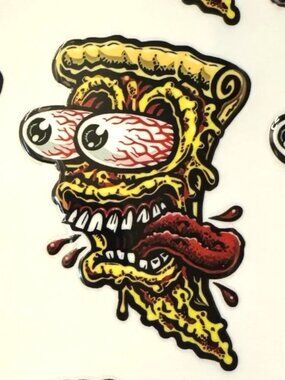 3" UV DTF Decal Rat Fink Hot Rod Pizza Sticker Tumbler Car Helmet Toolbox